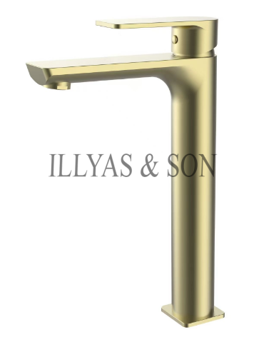 STK-GLD-06 Brush Gold Long Basin Mixer -Stark